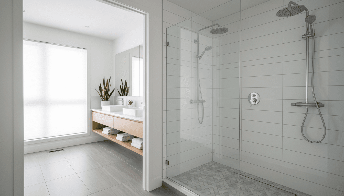 Family bathroom with tub and shower combo